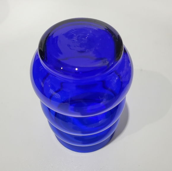 1930s "Harpo Cobalt" Ripple Beehive 6oz Tumbler / 3 3/4" Vase by Louie - Picture 9 of 10
